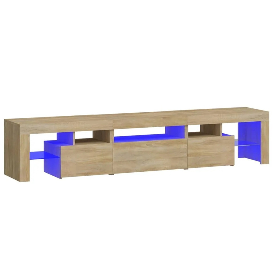 vidaXL TV-Schrank mit LED-Leuchten in Sonoma-Eiche, modern, B/T/H: 200 x 40 x 36,5 cm - Bild 2