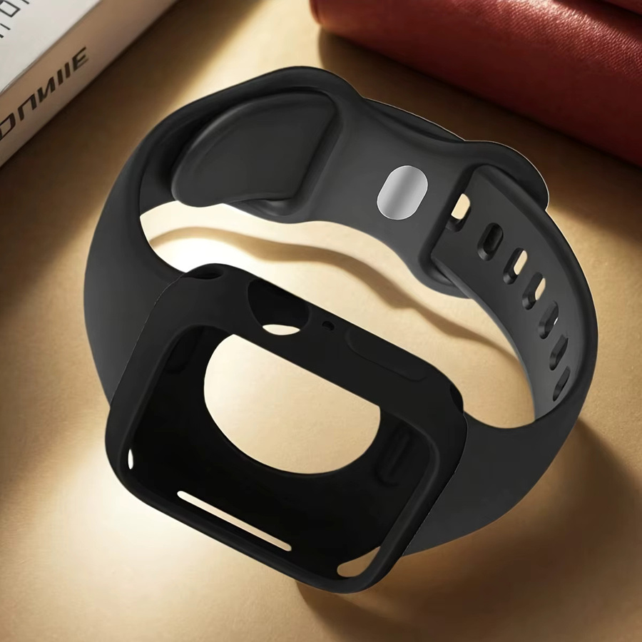 Uhrenarmband und TPU-Hülle für Apple Watch, Silikon, Schwarz, Unisex - Bild 2