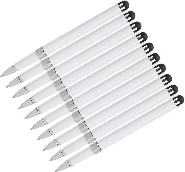 10 Stück OutsideWorld 2-in-1 Stylus Metall-Kugelschreiber und kapazitiver Touchscreen-Stift in Weiß - Bild 1