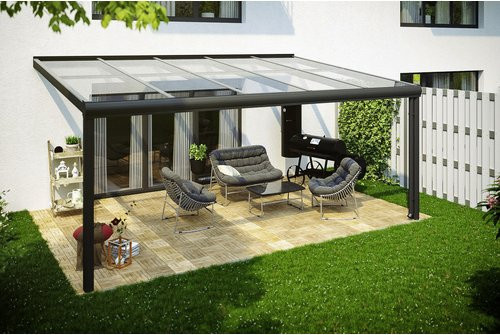 Skan Holz Terrassenüberdachung Modena aus Aluminium mit Verbund-Sicherheits-Glas in Anthrazit, B: 541 cm, T: 307 cm - Bild 2