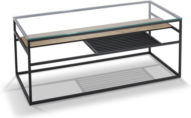 Couchtisch HASSE 8090 in Schwarz und Wild Oak mit Sicherheitsglas und Metall, rechteckig, B/T/H: 110 x 50 x 45 cm - Bild 1
