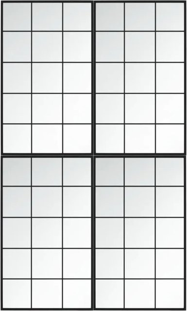 vidaXL Wandspiegel Set aus 4 Stück in Schwarz, rechteckig aus Metall und Glas, B: 100 cm, H: 60 cm - Bild 1