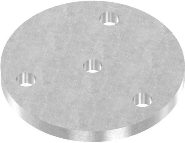 FeNau Ankerplatte aus Stahl in Silber mit 3 Bohrungen und Mittelbohrung, Durchmesser: 120 mm, Dicke: 10 mm - Bild 1