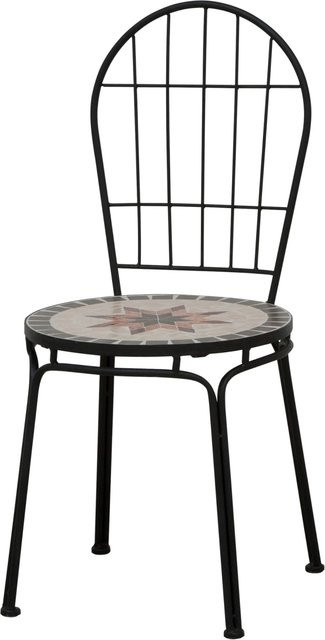 Siena Garden Stapelsessel Stella aus Eisen mit Keramik-Mosaik-Fläche, Schwarz Matt, B/T/H: 40,5 x 42 x 95 cm - Bild 1