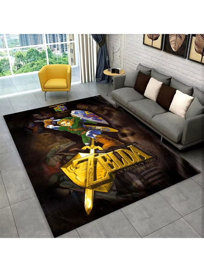 Rutschfester Spielteppich MINISO Z-Zelda Cartoon Link für Kinderzimmer, Schlafzimmer oder Wohnzimmer, Mehrfarbig, Rechteckig - Bild 2