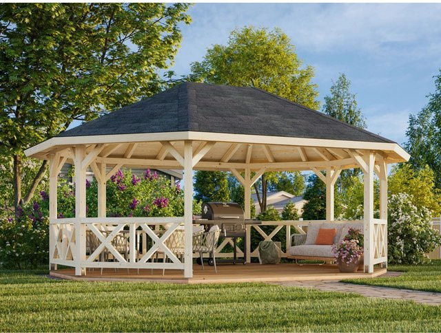 Palmako Holz-Pavillon Betty in Klar, B/T: 615 x 465 cm - Bild 1