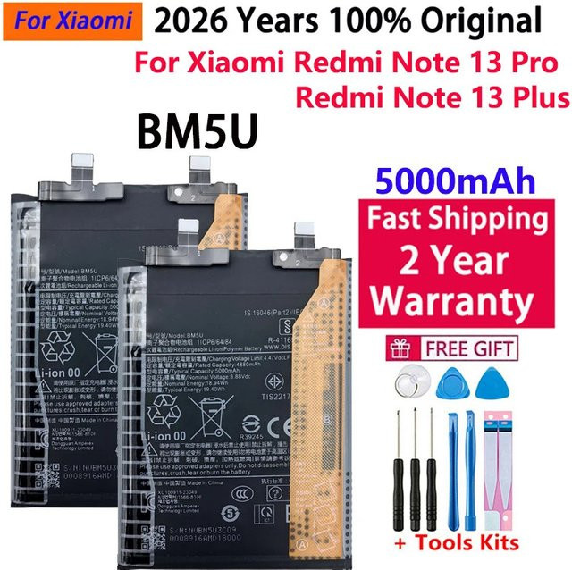 Original Xiaomi Redmi Note 13 Pro Plus Akku BM5U mit 5000 mAh in Schwarz - Bild 1