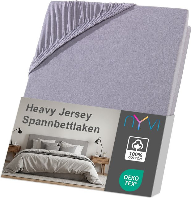 NYVI Spannbettlaken DreamScience Heavy Jersey aus Baumwolle, Grau, B/T: 180 x 200 cm bis 200 x 200 cm, bügelfrei und formstabil - Bild 1