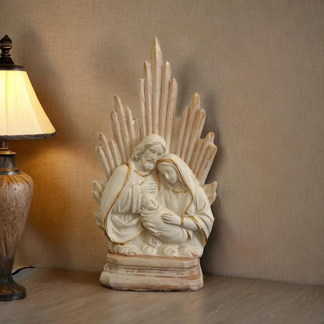 Homyl Heilige Familie Statue als Tischdekoration in Weiß - Bild 1