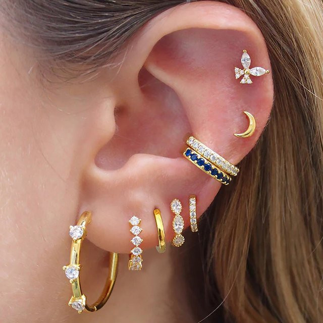 Maodane Ohrclip, Edelstahl, Zirkonia, Gold, Damen - Bild 1