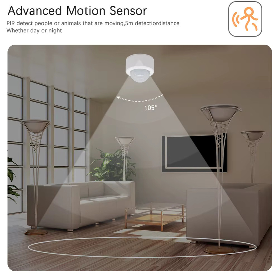Scimagic-RC Zigbee PIR Bewegungsmelder für Tuya SmartLife, Infrarot-Sensor zur Einbrucherkennung in Weiß - Bild 3
