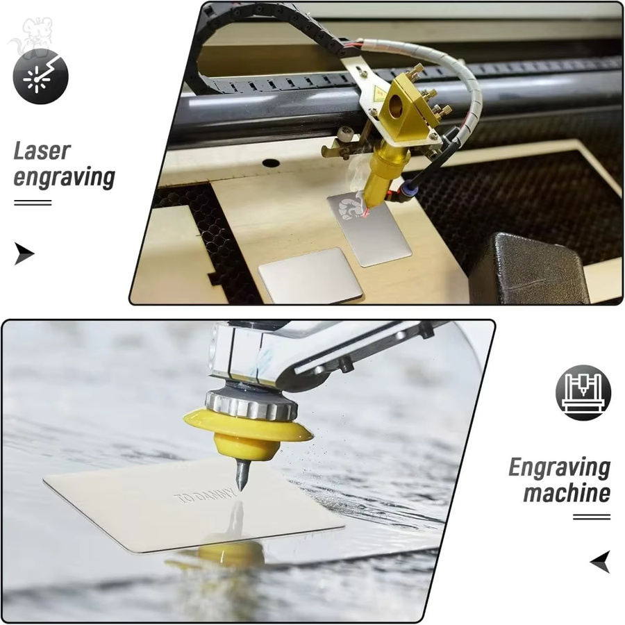 10 Stück Visitenkarten aus Edelstahl in Silber mit matt gebürsteter Oberfläche, blanko für Lasergravur oder Logo-Druck, B/H: 85 x 53 mm - Bild 2