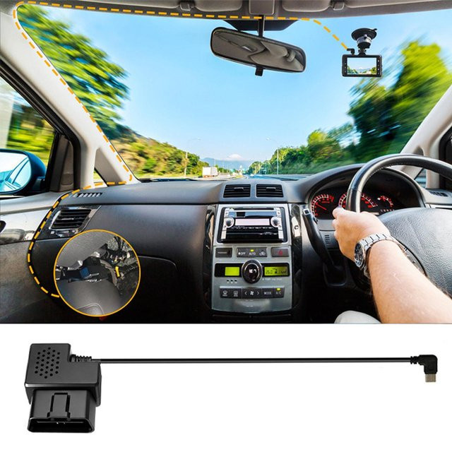 OBD-zu-USB-Adapter Step-Down-Kabel Schwarz für 12 V/24 V auf 5 V mit USB-A und USB-C Anschlüssen - Bild 1