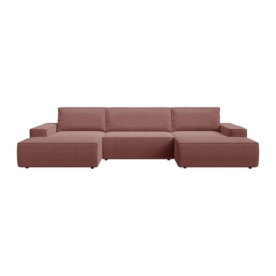 Vente-unique Schlafsofa Amelia in Terracotta mit Strukturstoff und Armlehnen - Bild 2
