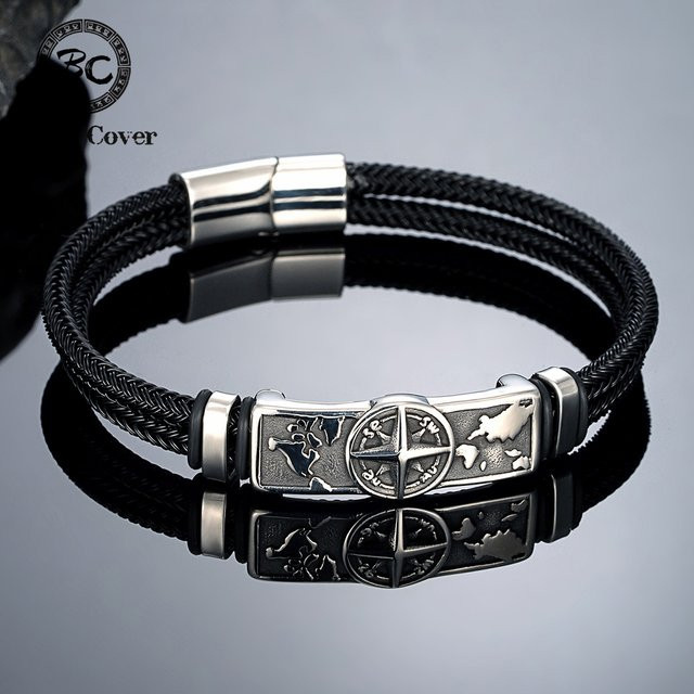 Armband Edelstahl, Silber, Herren, Wikinger-Amulett - Bild 1