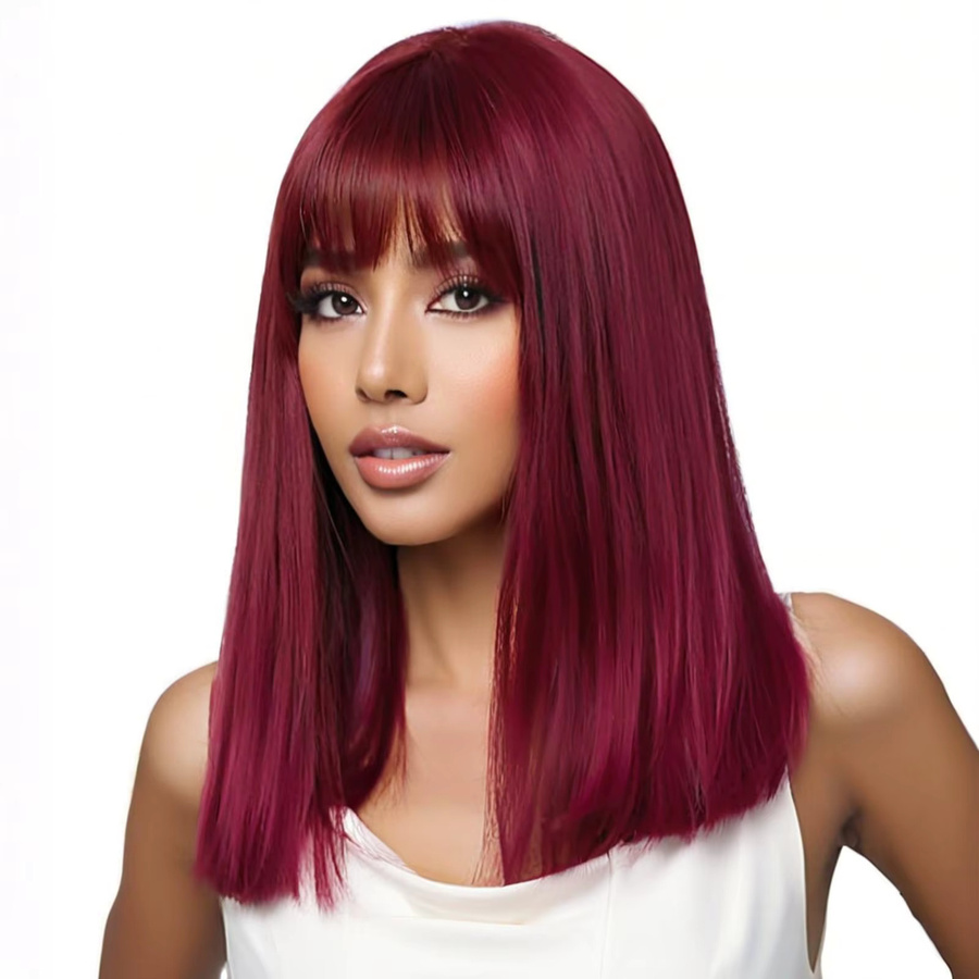 Royal Sister Perücke, weinrot, lange gerade synthetische Haare, Damen - Bild 2