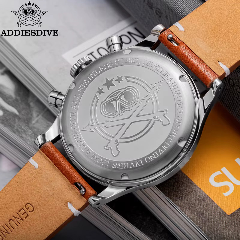 ADDIESDIVE Chronograph Quarz, 38 mm, Lederarmband, Herren - Bild 6