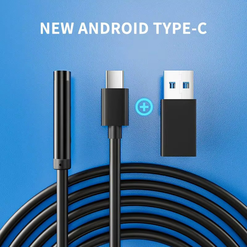 Android Endoskopkamera mit 7-mm-Objektiv, einstellbar, 6 LEDs, IP67 wasserdicht, Mikro-Inspektions-Videokamera, Schlangenkamera, Boreskop, Schwarz - Bild 4