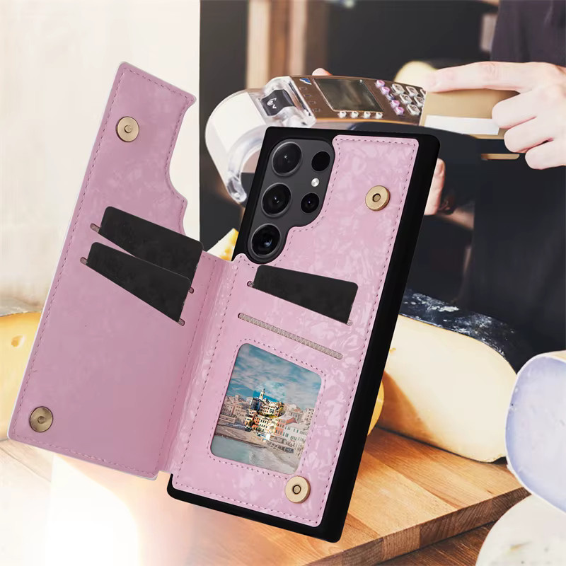 OLPAY Blumen Leder-Brieftasche als Kartenhalter und Flip-Telefonhülle für Samsung Galaxy S25, S24 Ultra, S22 Plus, S23 FE und S25 5G mit Doppelschnalle - Bild 4
