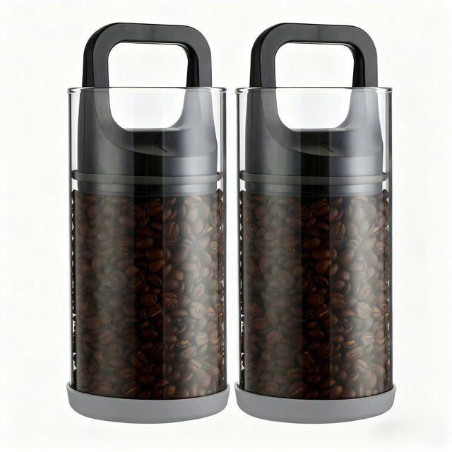 FEB.WIND Premium-Kaffeekanister aus Glas mit Vakuumversiegelung und Druckdeckel, luftdichter Aufbewahrungsbehälter für Kaffeebohnen, transparent, B/T/H: 20,0 x 10,0 x 2,0 cm - Bild 1