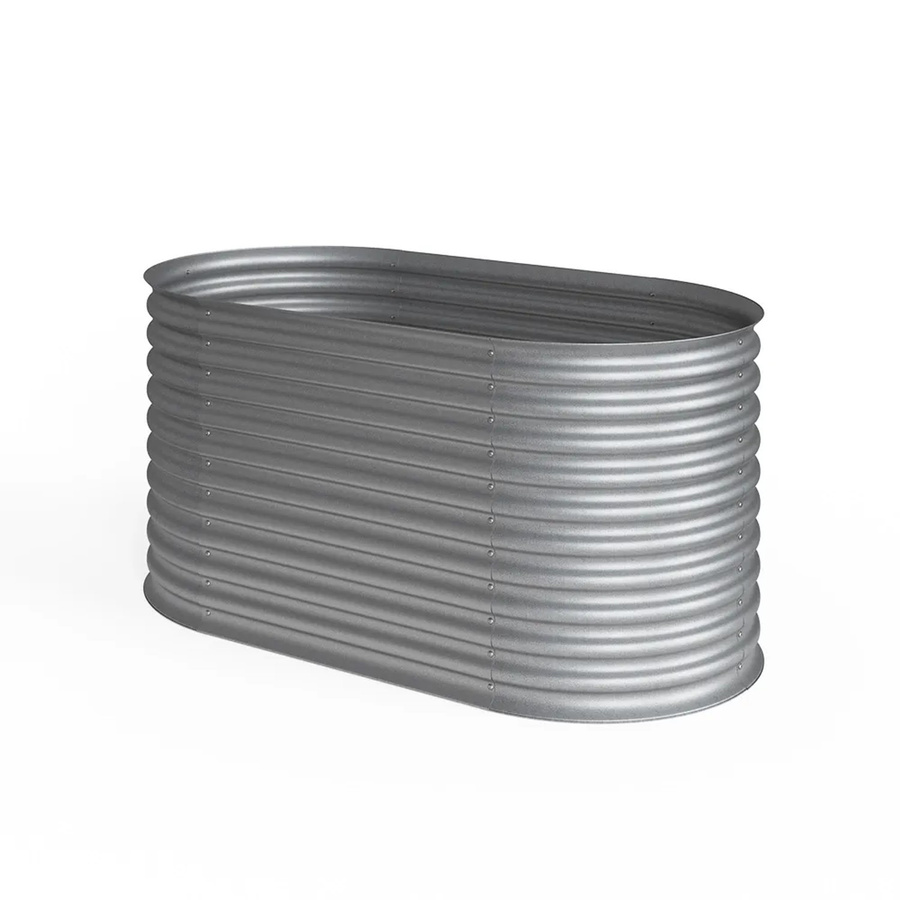 Oskar Hochbeet von OK-Living als Kräuterbeet oder Gemüsebeet, oval, Silber, verzinkter Stahl, B/T/H: 160 x 80 x 82 cm - Bild 3