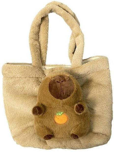Linyi toy Capybara Plüsch Handtasche, Flauschige Puppe, beige, ab 14 Jahren - Bild 1