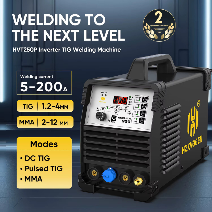 HZXVOGEN HVT250P AC/DC TIG-Schweißgerät 200A Digital Pulse HF TIG MMA ARC Stabschweißmaschine in Schwarz - Bild 2