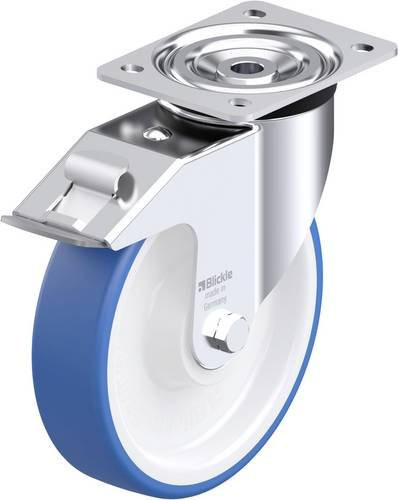 Blickle L-POTHs 200XK-FI Stahlblech-Lenkrolle in Blau mit 200 mm Rad-Durchmesser und 400 kg Tragfähigkeit - Bild 1