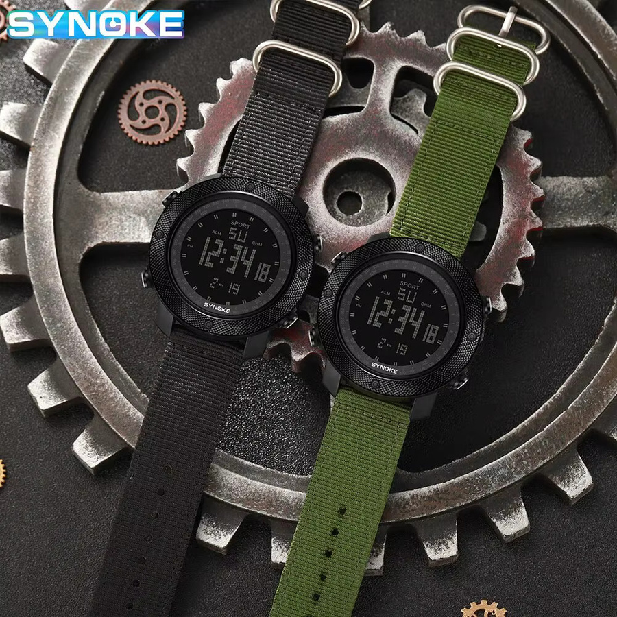 Synoke Digitaluhr, Schwarz, Textil/NATO, Herren - Bild 2