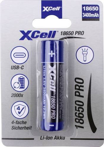 XCell Spezial-Akku 18650 Li-Ion 3.7V 3400mAh Blau mit USB-C - Bild 1