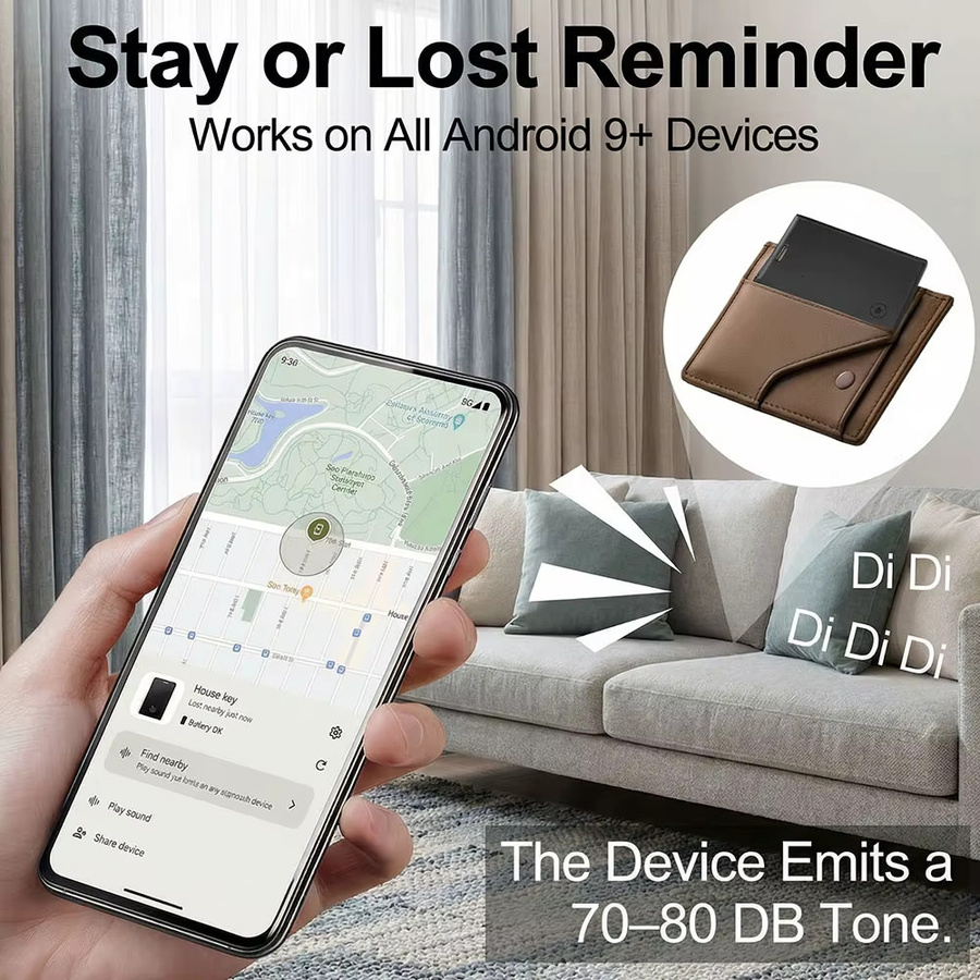 Google GPS-Tracker Android Ultra-Dünner Drahtloser Karten-Locator Find My Smart Anti-Verlust-Gerät in Schwarz für Schlüssel, Geldbörse, Haustier, Katze und Hund - Bild 5
