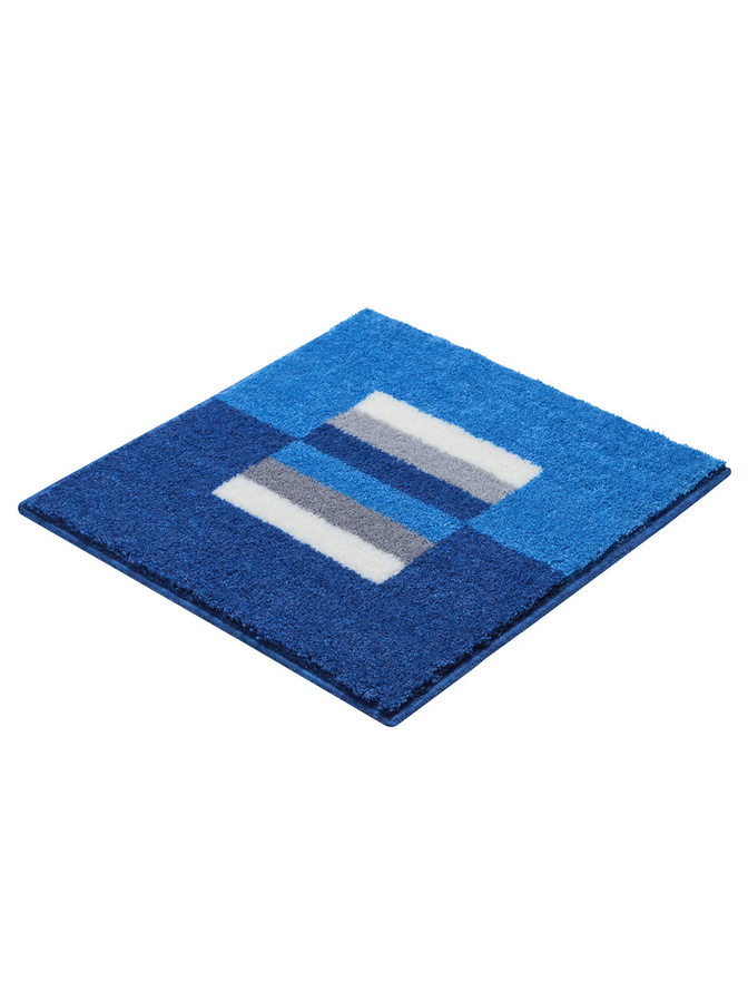 Rutschhemmende Badematte in Blau mit grafischem Design aus 100% Polyacryl, rechteckig und für Fußbodenheizung geeignet - Bild 2