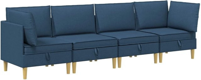 vidaXL Wohnzimmergarnitur in Blau aus Stoff mit Ecksofas, Mittelsofas und Kissen im modernen L-Shape Design - Bild 1