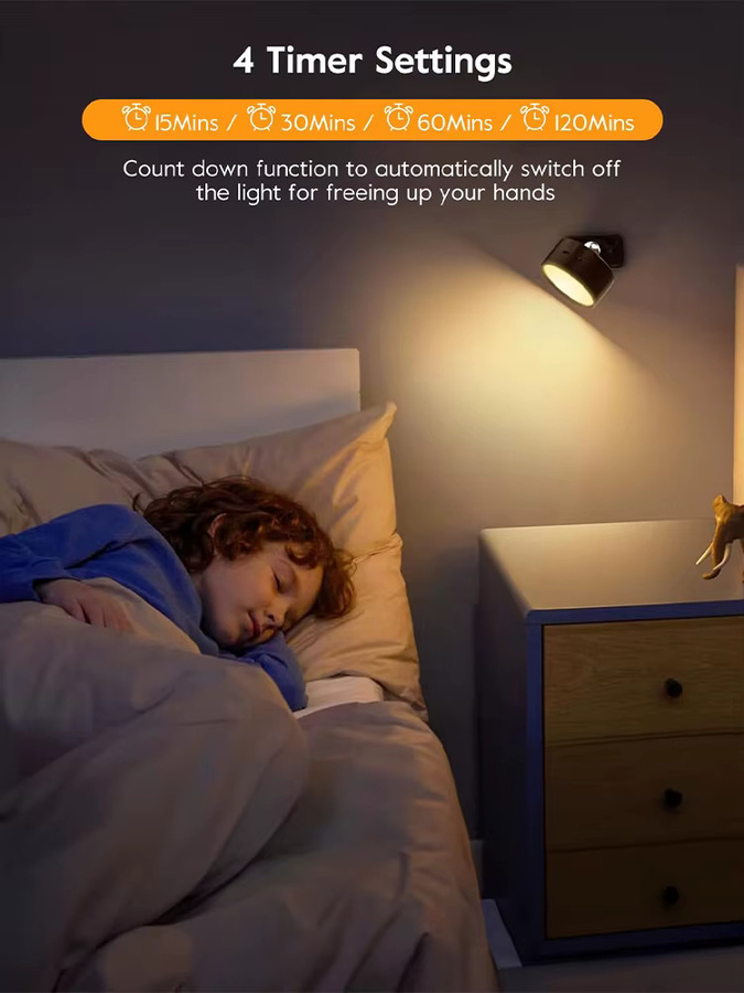KDULIT LED-Wandleuchte in Rot mit Fernbedienung, wiederaufladbare magnetische Leselampe mit 2000mAh, dimmbar und 3 Lichtfarben - Bild 6
