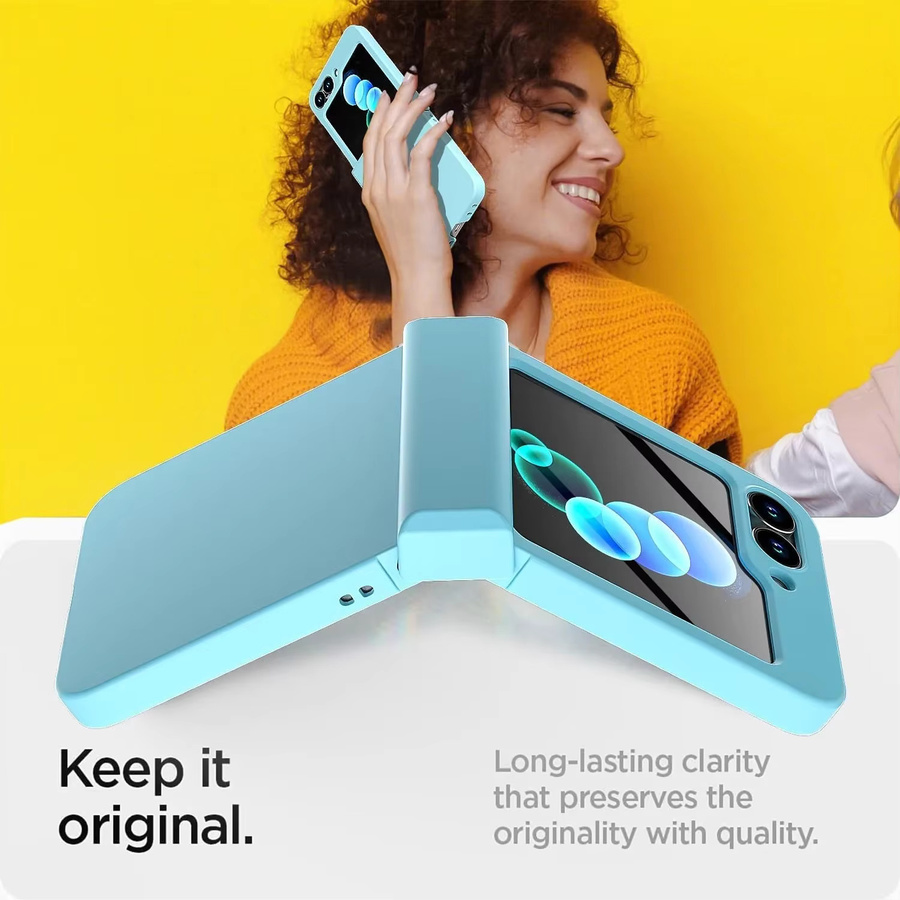 Schlanke matte Schutzhülle mit Scharnier für Samsung Galaxy Z Flip 7, 6, 5, 4, 3 in Weiß oder Blau - Bild 1