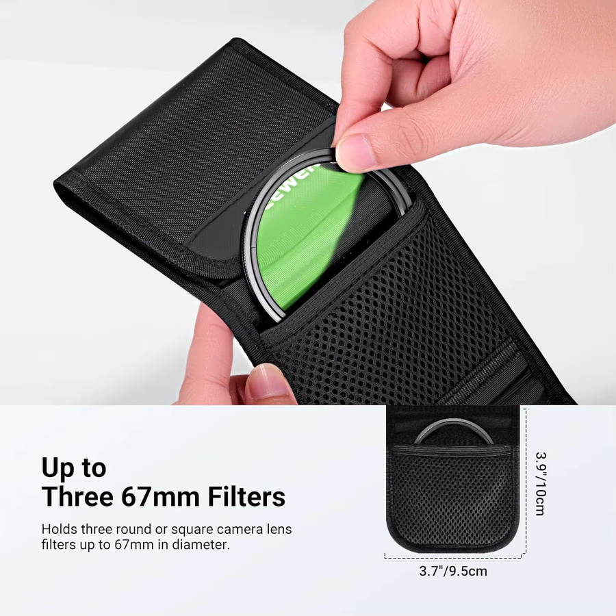 NEEWER Filteretui für 67mm Filter, dreifach faltbare spritzwassergeschützte Aufbewahrungstasche, Schwarz - Bild 5