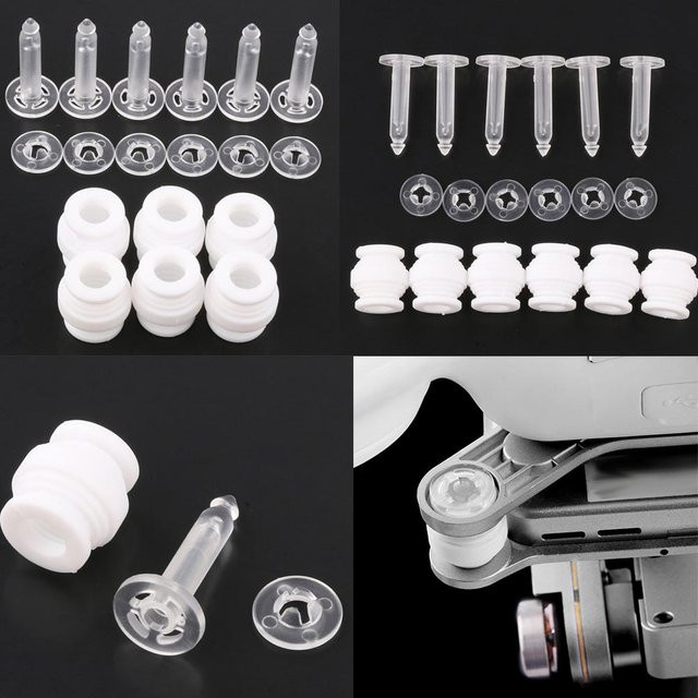 12-teiliges Gimbal Stoßdämpfungs-Set mit Gummi-Bällen und Schnallen-Pins für DJI Phantom 3 Pro 2 Vision in Weiß - Bild 1