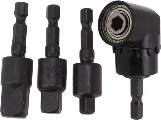 OutsideWorld Stecknussadapter mit 360 Grad drehbarem Sechskantschaft und 105 Grad Winkel Bohradapter in Schwarz aus Edelstahl - Bild 1