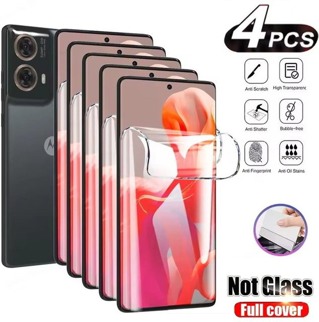 4er-Pack Hydrogel-Displayschutzfolie für Motorola Moto E13 E32 E22i G13 G23 G53 G73 G22 G32 G52 G72 G82 Edge 20 Pro 30 Neo, transparent - Bild 1