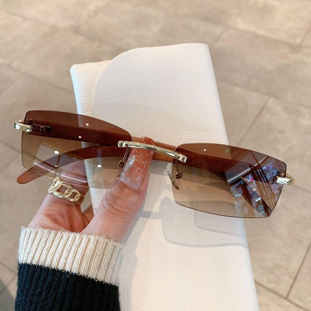 Yiran bag Sonnenbrille, rechteckig, randlos, Gold-Tea, Unisex - Bild 1