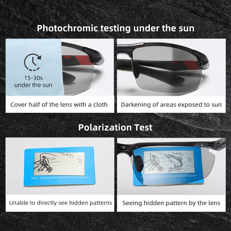 SZTZX Sportsonnenbrille, randlos, Aluminium, polarisiert, Männer - Bild 5