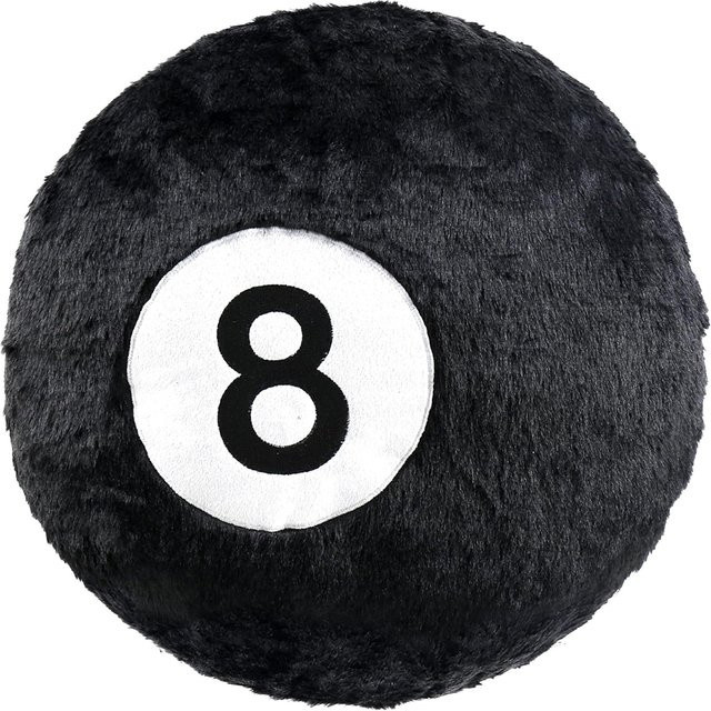 LMETJMA 8-Ball Wurfkissen aus Plüsch, Schwarz, Durchmesser: 35 cm - Bild 1