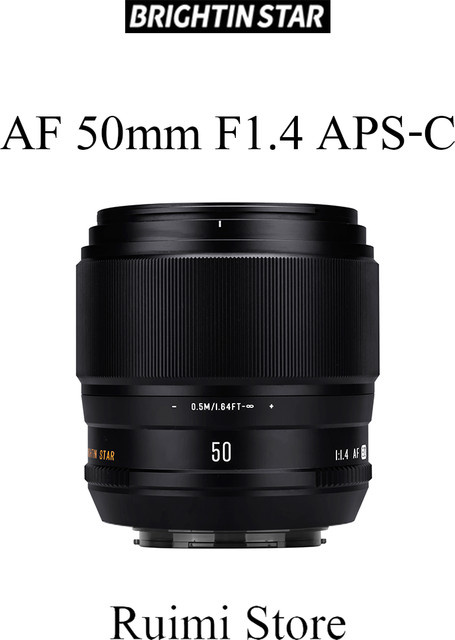 Brightin Star AF 50 mm F1.4 APS-C Objektiv für Sony E und Fujifilm X-Mount, Schwarz - Bild 1
