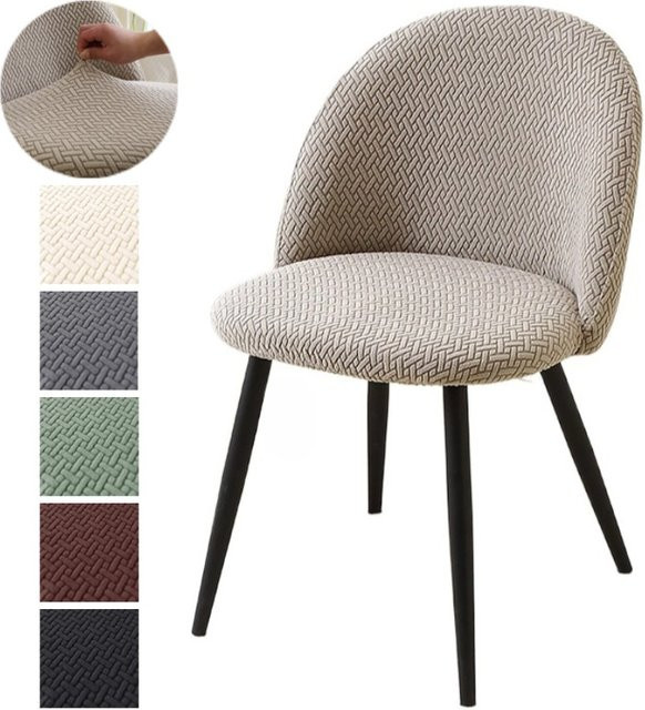 WANERQU Jacquard Esszimmer Stuhl Schonbezug mit Stretch-Funktion für gebogene Stühle - Bild 1
