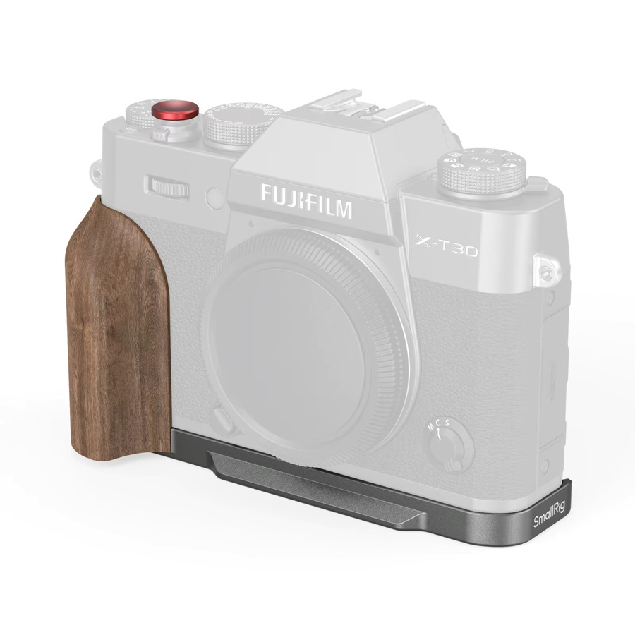 SmallRig L-förmige Montageplatte mit Holzgriff für FUJIFILM X-T30, X-T30 II und X-T30 III in Schwarz, Silber und Anthrazit - Bild 1