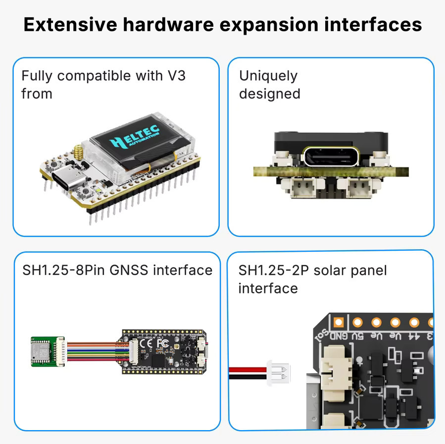 Heltec Meshtastic WiFi LoRa 32V4 Dev-Board mit 0,96 Zoll OLED, ESP32, SX1262, GPS, WiFi und Bluetooth in Schwarz - Bild 3