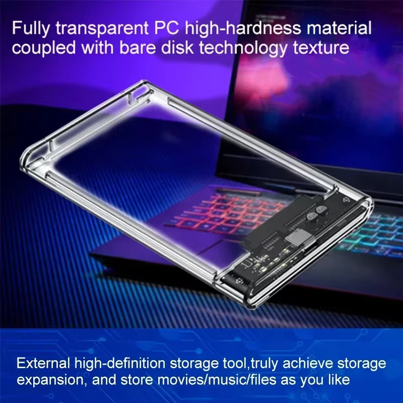 WALRAM Transparentes 2,5-Zoll-HDD-Gehäuse mit USB 3.0 SATA-zu-USB-Adapter für SSDs, werkzeuglose externe Festplattenbox - Bild 2
