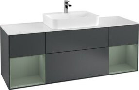 V&B Waschtischunterschrank Finion in Grau lackiert, Breite: 160 cm, Tiefe: 50,1 cm - Bild 1