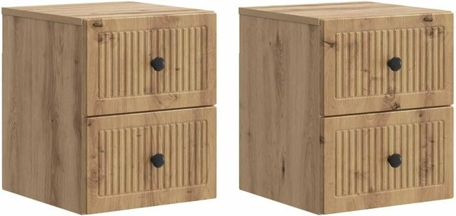 vidaXL Wandmontierter Nachttisch Set aus 2 Stück in Artisan-Eiche, Vintage Design, B/T/H: 33 x 34,5 x 40 cm - Bild 1