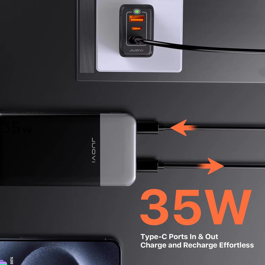 JUOVI Powerbank 10000mAh mit 35W Superschnellladefunktion als tragbares Ladegerät in Schwarz oder Grün - Bild 3